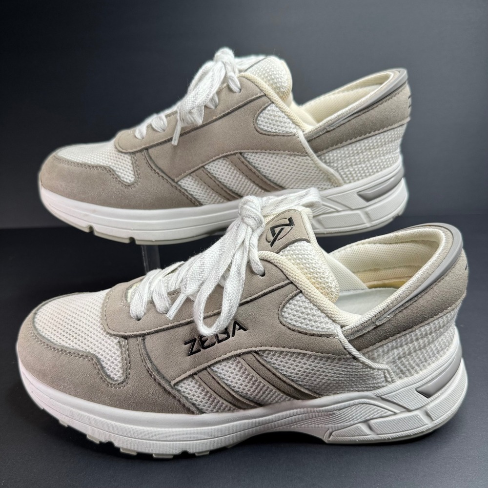 Zeba Hands-Free Sneakers Womens 8.5 Sand White Mesh Slip On Athletic Shoes